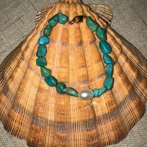 Turquoise and pearl bracelet